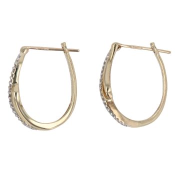 9ct Yellow Gold 0.12ct Diamond Fancy Hoop Earrings