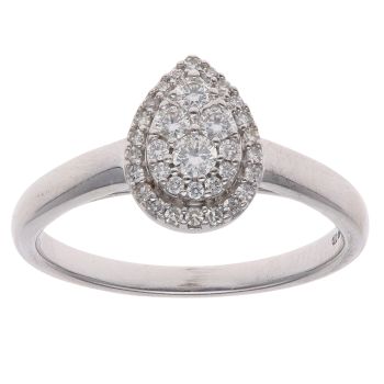 9ct White Gold 0.26ct Brilliant Cut Diamond Cluster Ring