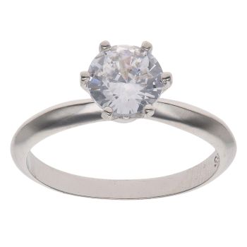 Silver Cubic Zirconia Single Stone Ring By Icesia