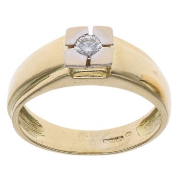 18ct Yellow and White Gold 0.15ct Diamond Signet Ring
