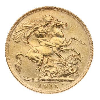 1915 George V Large Head UK Full Sovereign Coin
