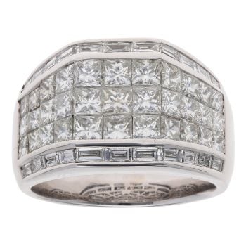 18ct White Gold 5.00ct Princess and Baguette Cut Diamond Signet Ring