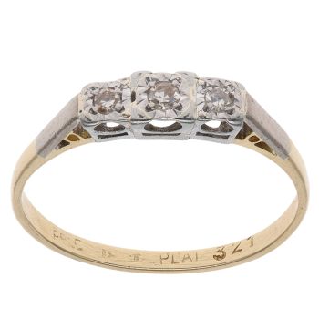18ct Yellow Gold 0.10ct Diamond Trilogy Ring