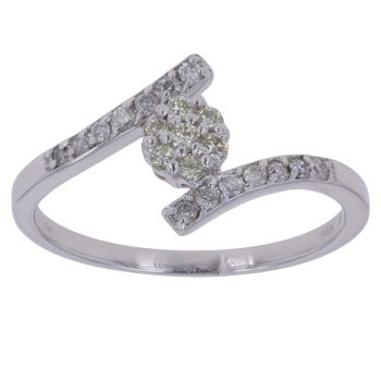14ct White Gold 0.25ct Brilliant Cut Diamond Cluster Twist Ring