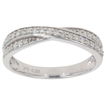 9ct White Gold 0.20ct Diamond Crossover Ring