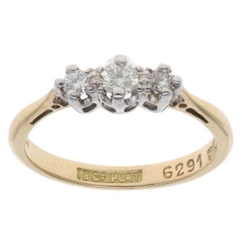 18ct Yellow Gold 0.25ct Diamond Trilogy Ring