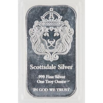 1oz Silver Troy Scottsdale Unsealed Cased in God We Trust Lion Ingot