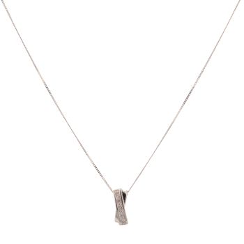 9ct White Gold 0.05ct Diamond Crossover Pendant and Chain 18"