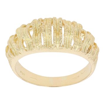 18ct Yellow Gold Patterned Open Work Wave Ring