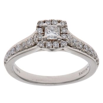 Platinum 0.69ct Princess and Brilliant Cut Cluster Ring