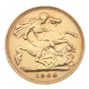 1900 Victoria Old Head UK Half Sovereign Coin