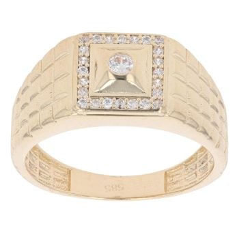 14ct Yellow Gold Cubic Zirconia Signet Ring