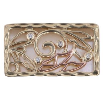 9ct Yellow and Rose Gold 0.05ct Diamond and Pearl Tylwyth Teg Clogau Ring