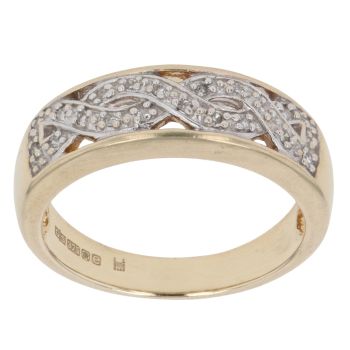 9ct Yellow Gold 0.10ct Brilliant Cut Diamond Crossover Ring