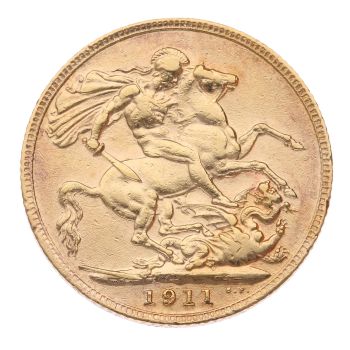 1911 George V Large Head UK Full Sovereign Coin