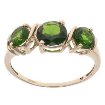 9ct Yellow Gold Diopside Three Stone Ring