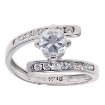 14ct White Gold Cubic Zirconia Single Stone Ring