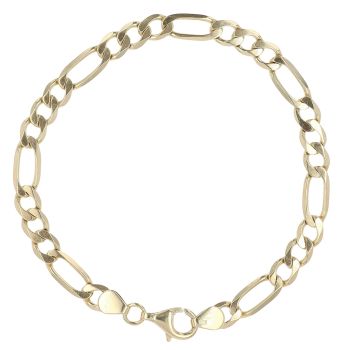 9ct Yellow Gold Figaro Bracelet 8"