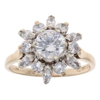 9ct Yellow Gold Cubic Zirconia Cluster Ring
