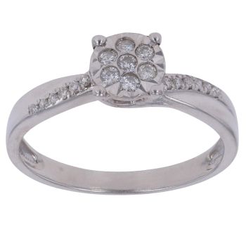 9ct White Gold 0.20ct Brilliant Cut Diamond Cluster Ring