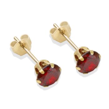 9ct Yellow Gold Red Cubic Zirconia Stud Earrings 5mm