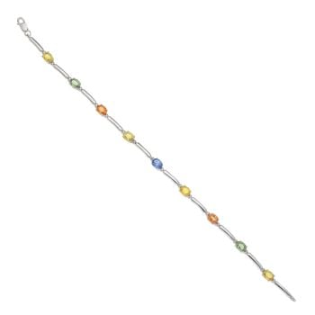 14ct White Gold Multi-Gemstone Bracelet 7"