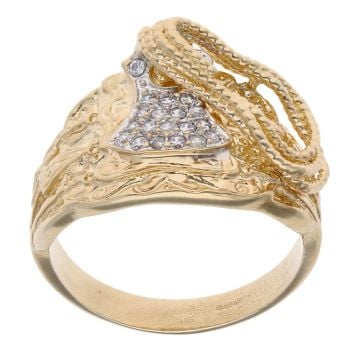 9ct Yellow Gold Cubic Zirconia Saddle Ring