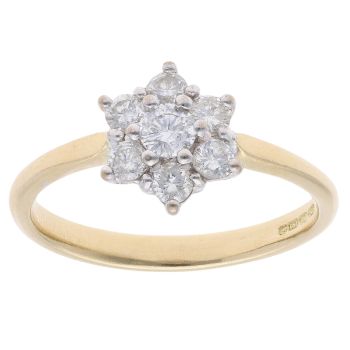 18ct Yellow Gold 0.50ct Diamond Daisy Cluster Ring