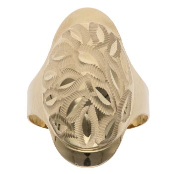 14ct Yellow Gold Leaf Patterned Fancy Ring