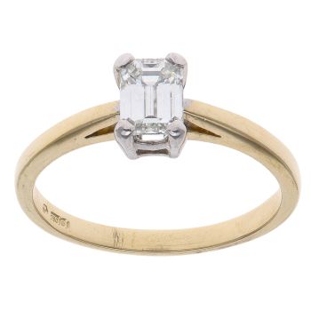 18ct Yellow Gold 0.75ct Emerald Cut Diamond Solitaire Ring