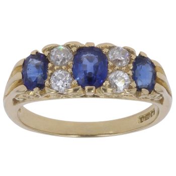 18ct Yellow Gold 0.30ct Brilliant Cut Diamond And Sapphire Ring