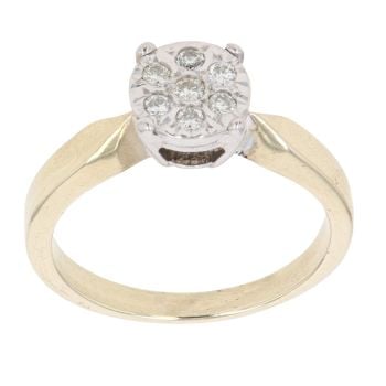 9ct Yellow Gold 0.15ct Brilliant Cut Diamond Cluster Ring