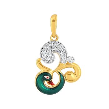 22ct Yellow Gold Peacock Pendant With Cubic Zirconia