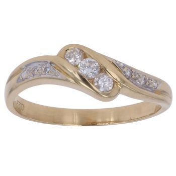 18ct Yellow Gold 0.22ct Brilliant Cut Diamond Twist Trilogy Ring
