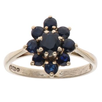 9ct Yellow Gold Sapphire Cluster Ring
