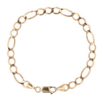 9ct Yellow Gold Figaro Bracelet 8"