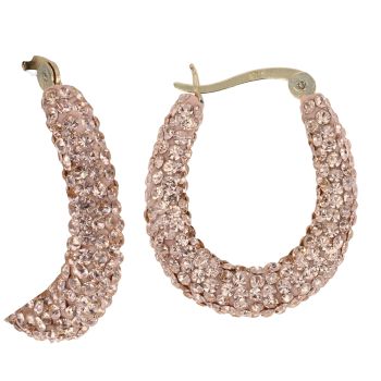9ct Yellow Gold Medium Champagne Crystal Hoop Earrings