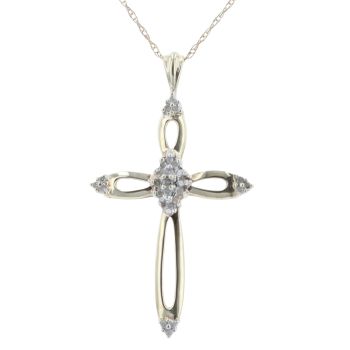 9ct Yellow Gold 0.25ct Diamond Cross Pendant And Chain 18"