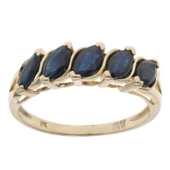 9ct Yellow Gold Sapphire Five Stone Ring