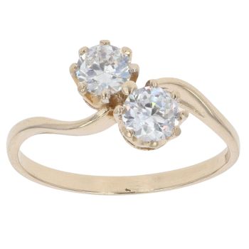 9ct Yellow Gold Cubic Zirconia Two Stone Ring