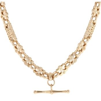9ct Yellow Gold Stars and Bars T-Bar Chain 22"