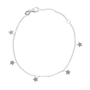 Silver Star Charm Bracelet 7.5" By Icesia