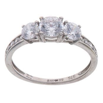 9ct White Gold Cubic Zirconia Three Stone Ring