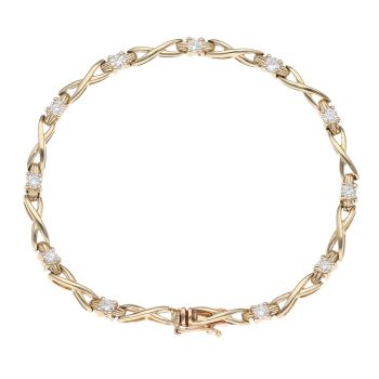 9ct Yellow Gold 0.75ct Brilliant Cut Diamond Bracelet 6.5"