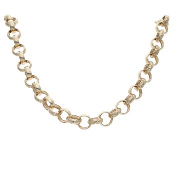 9ct Yellow Gold Patterned and Plain Belcher Chain 20"