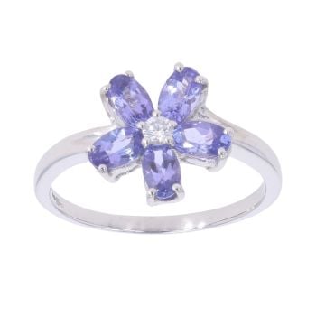 18ct White Gold Tanzanite and Diamond Ring