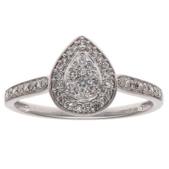 9ct White Gold 0.20ct Brilliant and Single Cut Diamond Cluster Ring
