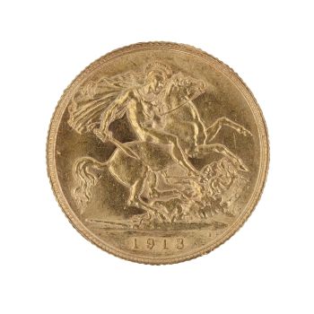 1913 George V Large Head UK Half Sovereign Coin