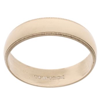 9ct Yellow Gold Patterned Edge 5mm Wedding Band