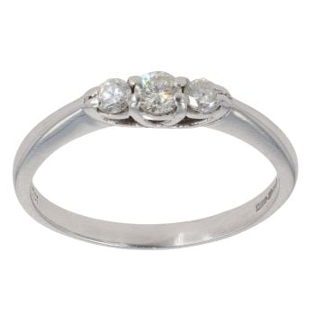 9ct White Gold 0.25ct Brilliant Cut Diamond Trilogy Ring